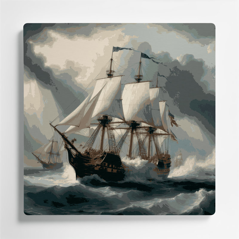 Art nautique gris, histoire nautique marine, H 16 po x l 16 po