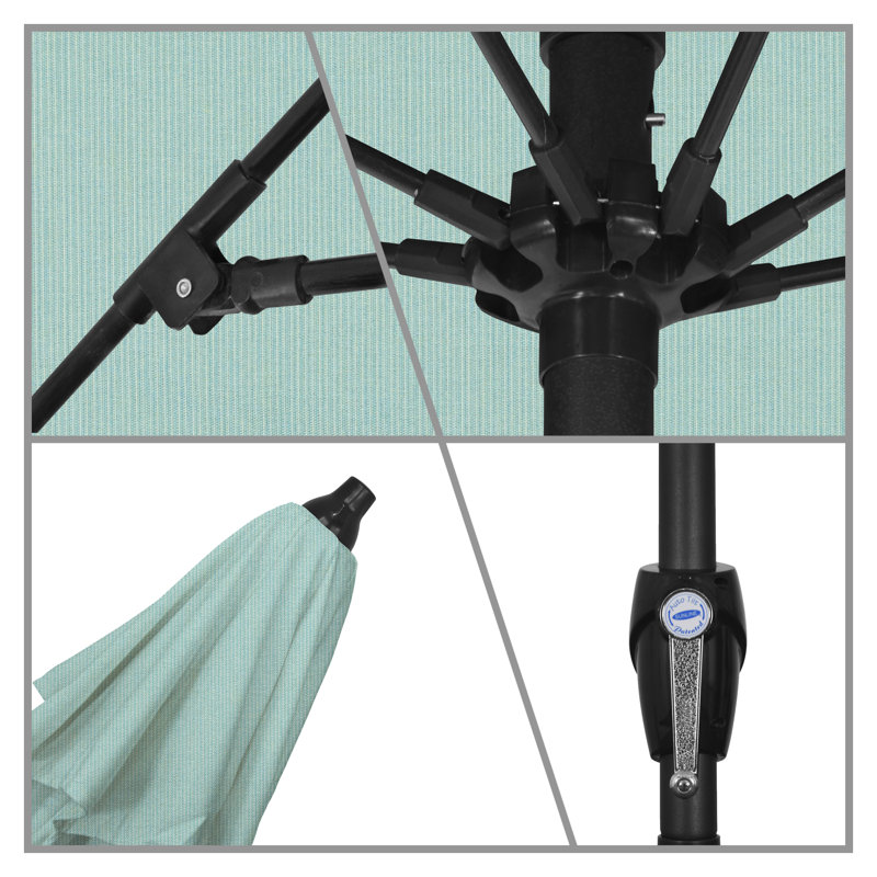 Parasol de marché 7,5 pi Gino, Tissage uni Sunbrella® palette brume, H 94 po x l 86,3 po x P 86,3 po