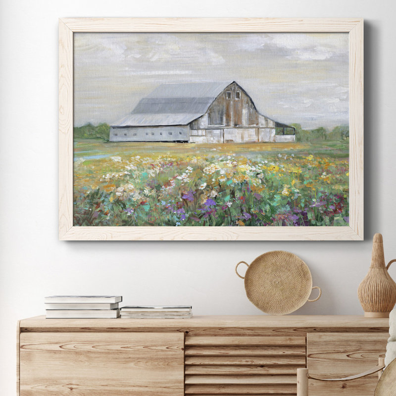 Country Fields - Cadre photo, reproduction d'art sur toile, H 31 po x l 44 po x P 1 po, Toile blanche encadrée