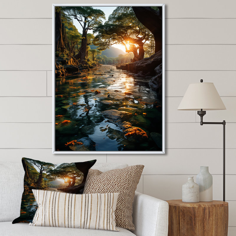 Jaune, noir, Louisiane, paysage, H 44 po x l 34 po x P 1,5 po, Cadre flottant blanc