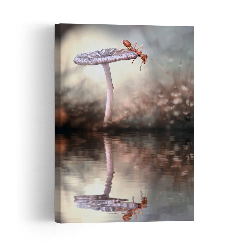 Ant'S Quiet Reflection Dreamy Peaceful Serene Ant Forest Nature Wall Art Print 1 Piece Wrapped Canvas Wall Art