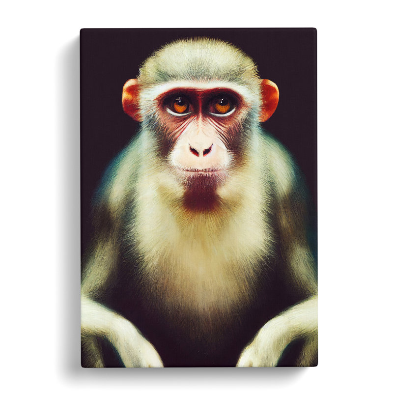 A Monkey Portrait No.1 - Wall Art, 50cm H x 35cm W x 3cm D, Wrapped Canvas