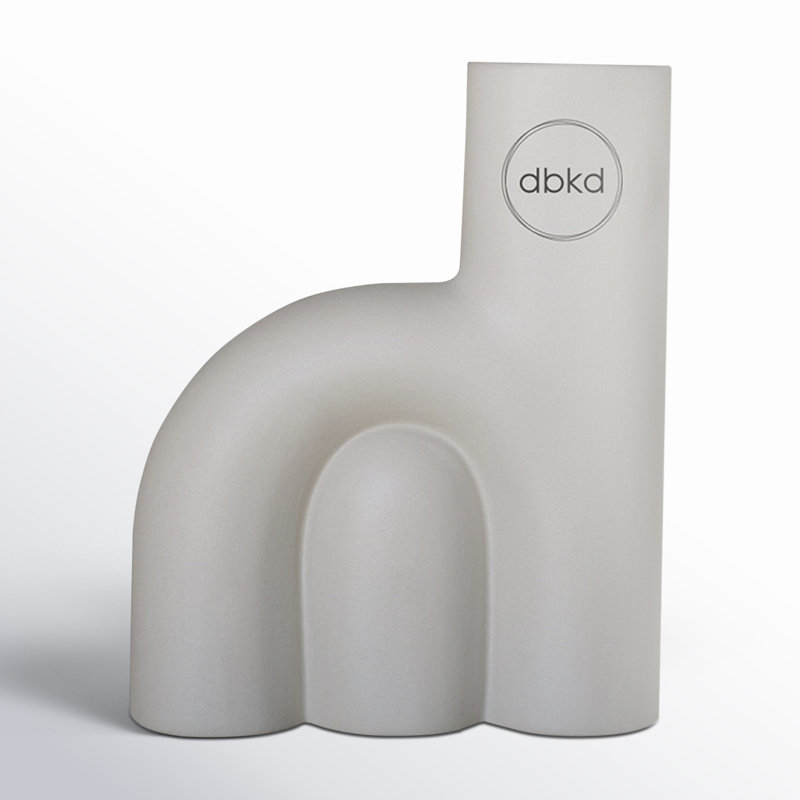 Ceramic Table Vase, Gray, 5.9" H x 4.75" W x 2" D
