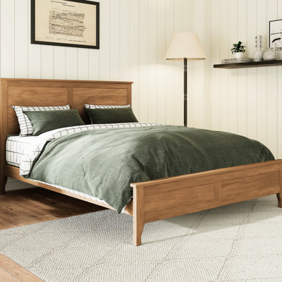 Queen Platform Bed, Solid Wood, Tapered Legs, Upgraded Headboard, Pine Wood Slats, Wear - Coating Size, Modern Frame, Comfortable Visual Experience
