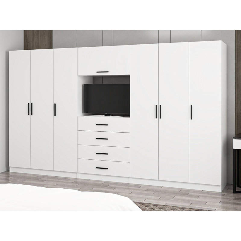 Elina Manufactured Wood Wardrobe, 210cm H x 360cm W x 52cm D