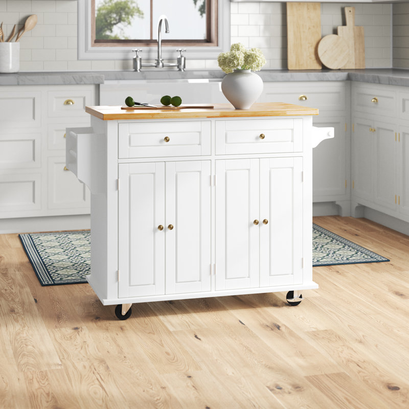 Îlot de cuisine avec plateau en bois massif de 35,4 po de largeur Arialdo
