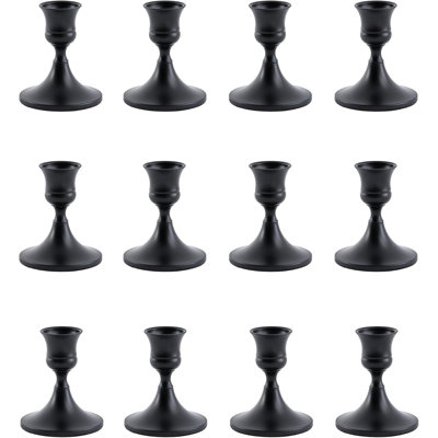 12 porte-bougies effilés noir mat