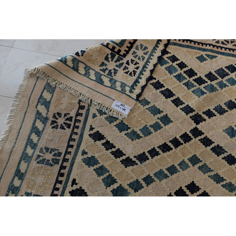 Rawlins Rectangle 160 cm x 190 cm Geometric Hand Woven Kilim, Cotton/Wool