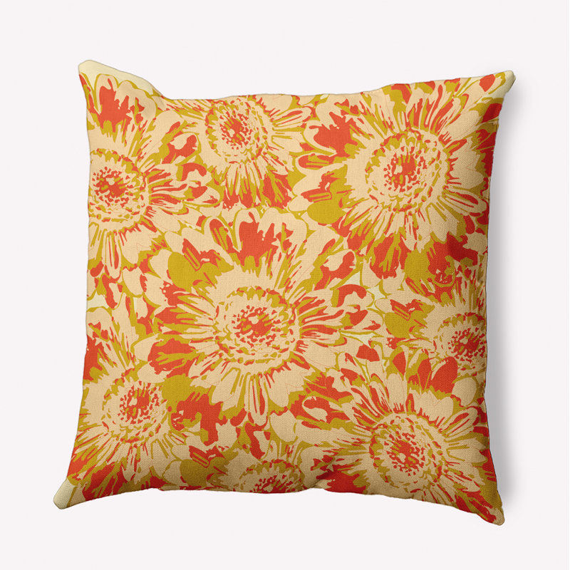 Coussin décoratif Big Flowers PFN1636YE7, H 18 po x l 18 po, Carré