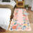 Floral Runner Rug 2x6 Washable Runner Modern Scalloped Runner Pink Runner Hallway Runner with Non Slip Backing, Low Pile Thin Runner, Indoor Foldable Printed Rug for Entryway Bathroom-514607123-514607113