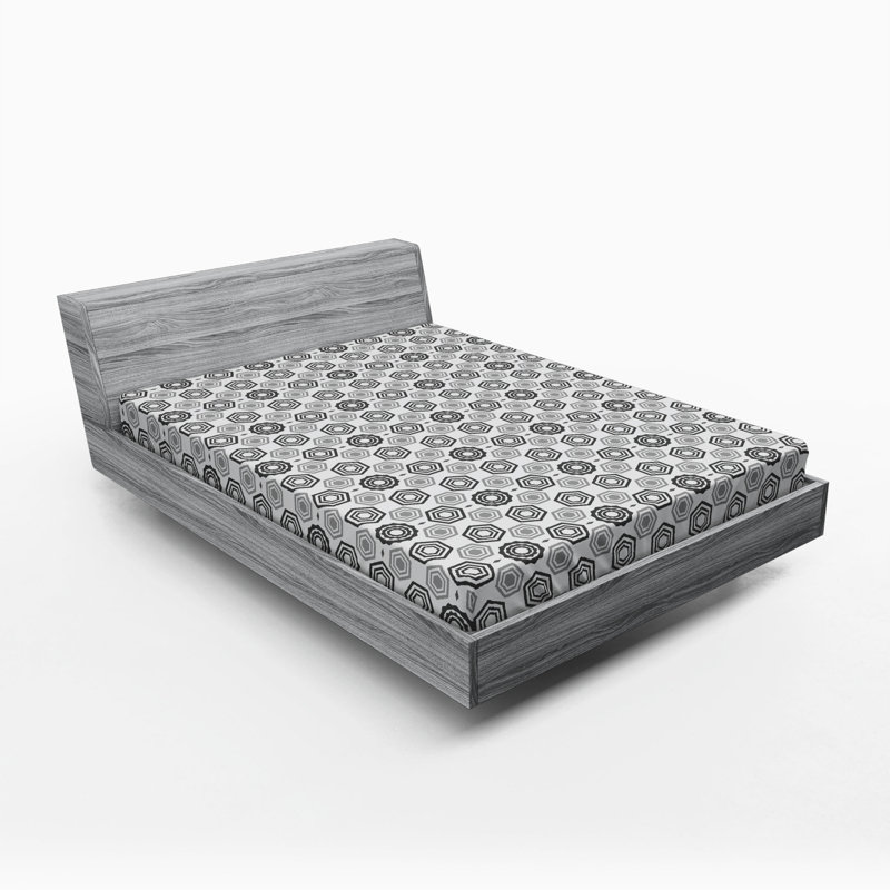Ladybugs Fitted Sheet, Twin Fitted Sheet, Gray Geometric