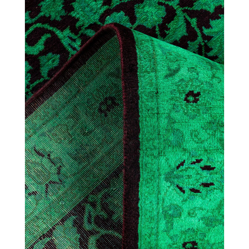 Tapis de couloir surteint de conception unique 2 pi 6 po x 10 pi 4 po vert / noir
