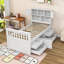 Lit plateforme simple en bois avec tablettes de rangement et quatre tiroirs Kyomie