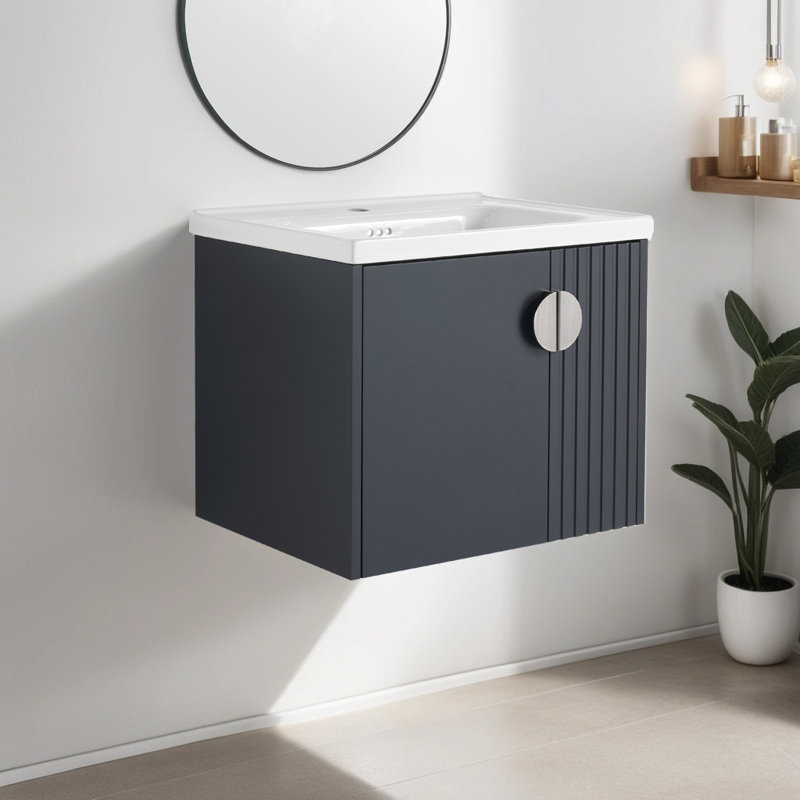 Chelsye 24'' Single Bathroom Vanity with Ceramic Top, Black