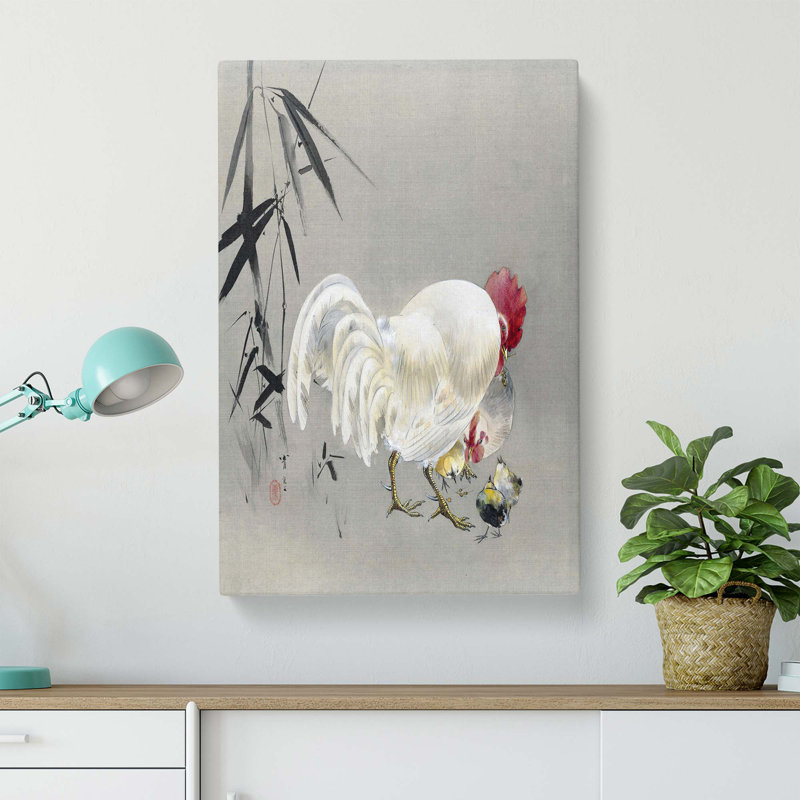 Rooster & Hen with Chicks by Watanabe Seitei - Wrapped Canvas, 50.8 cm H x 35.6 cm W