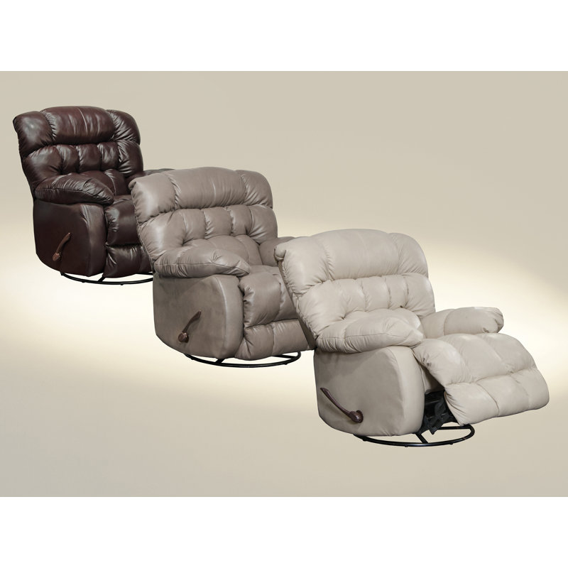 Fauteuil inclinable manuel pivotant en cuir véritable de 40 po Union City, Cuir véritable blanc