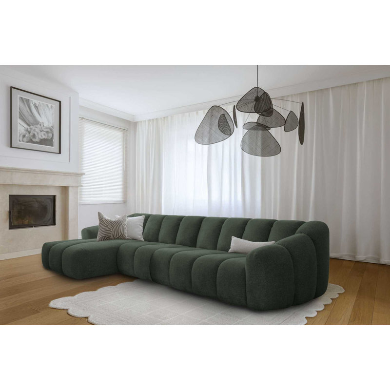 Shell Corner Sofa , 6, Left Hand Facing, Green