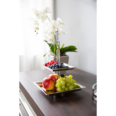 Nagano 2-Tier Stainless Steel Silver Plates