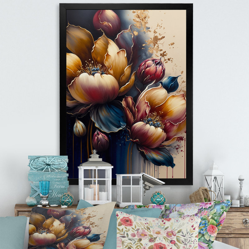 «Lozada Night Shade Tulip Design I», reproduction sur toile, Cadre photo noir, H 20 po x l 12 po x P 1 po