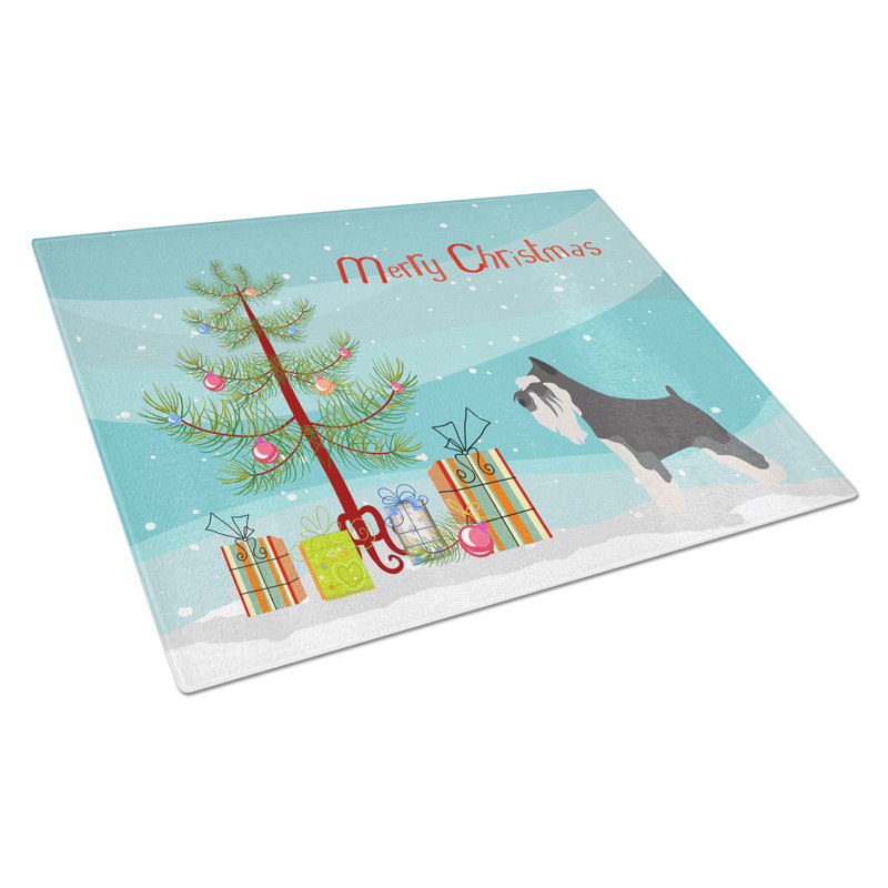Planche à découper de noël en verre trempé caroline, Schnauzer miniature