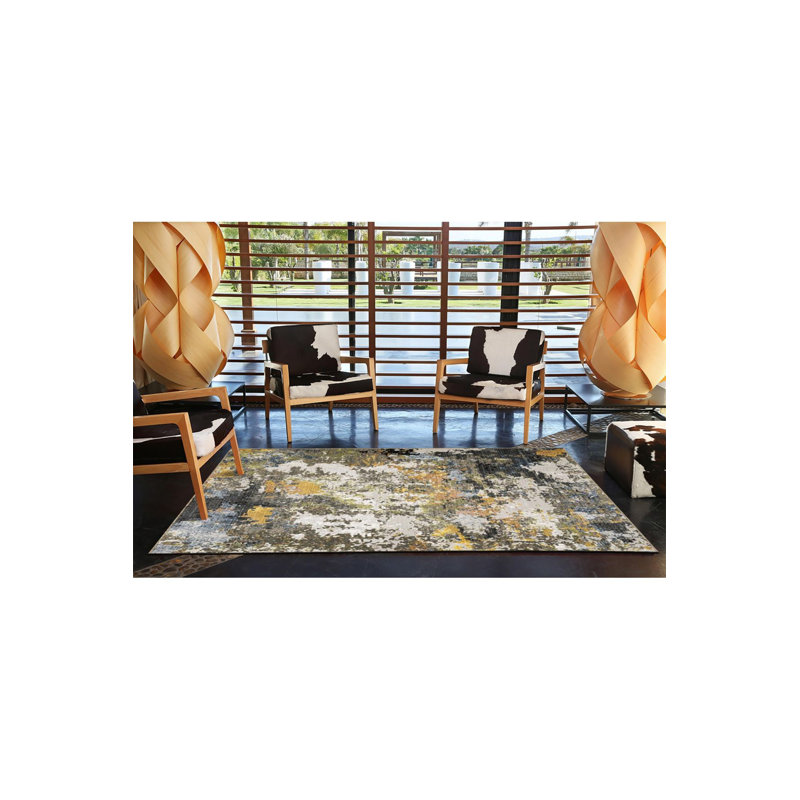 Multi Color Abstract Pattern Creative Modern Decorative Machine Washable Area Rug, Square 3'11"