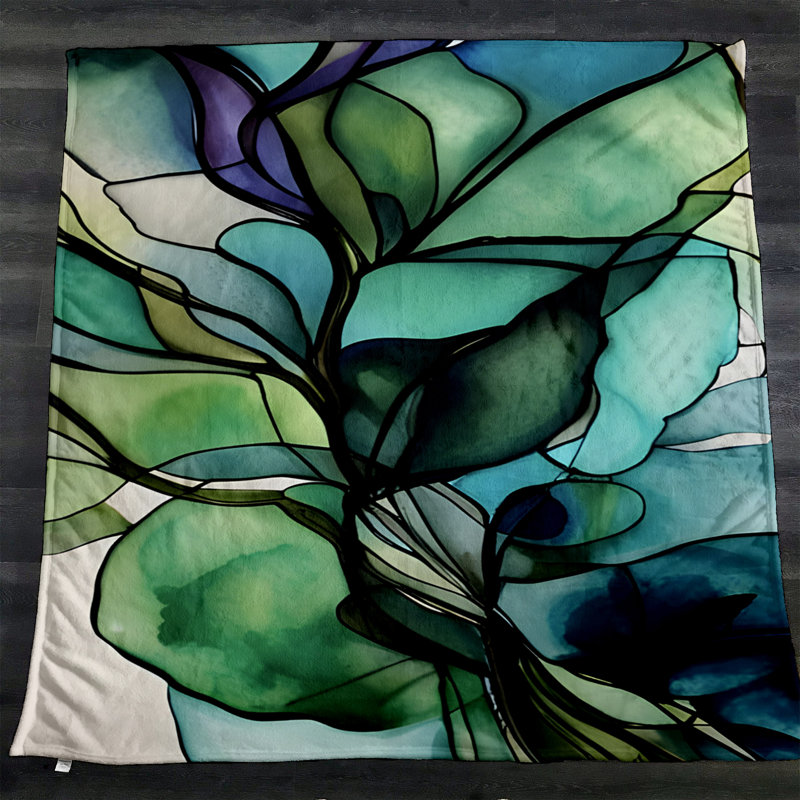 Throw Blanket, 51" W x 60" L, Marble/Abstract, Green/Blue/Purple