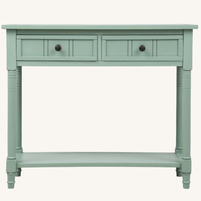 Todo Daisy Series Console Table - Timeless Traditional Style with Two Spacious Drawers & Open Bottom Shelf, Retro Blue