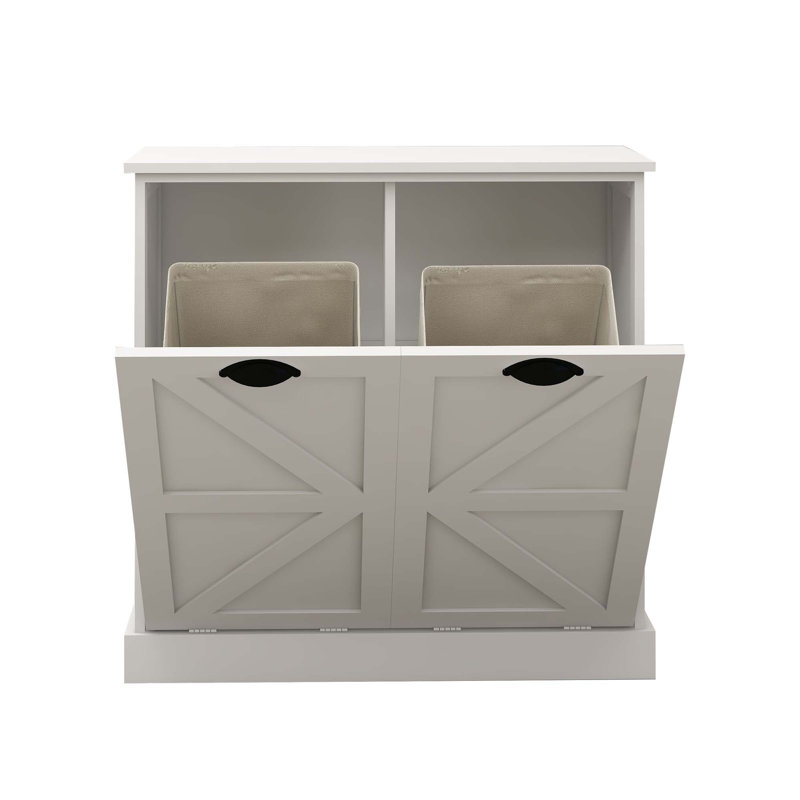 Armoire de trieur de linge à deux compartiments inclinable - blanc