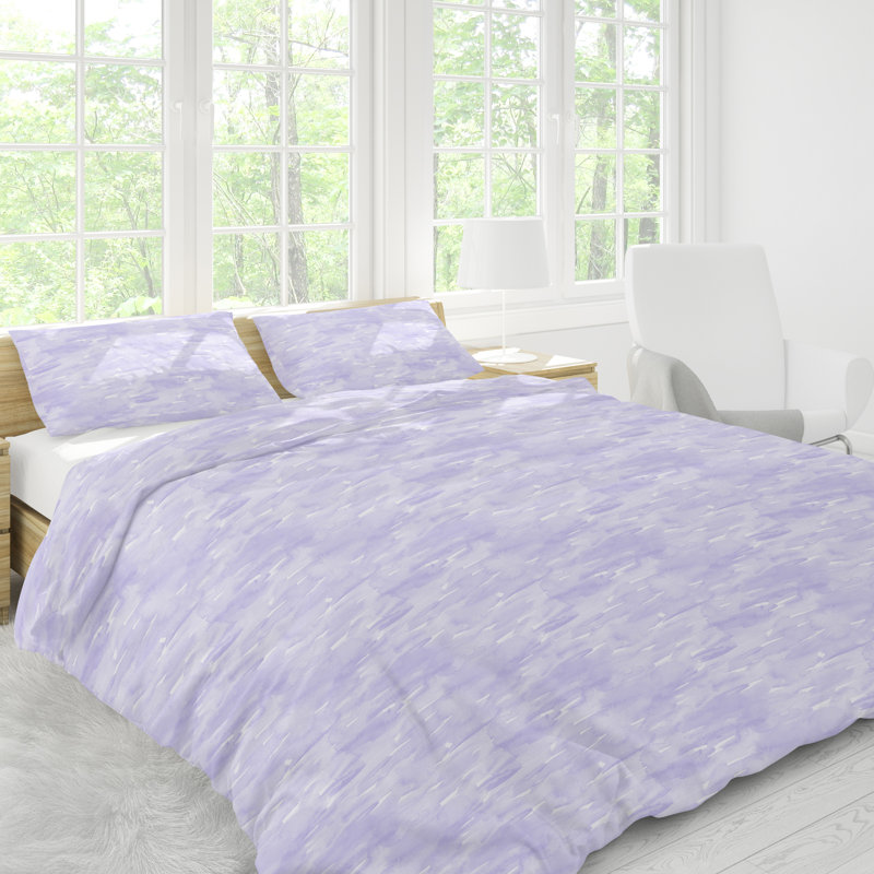 Cotton Sateen Abstract Duvet Cover, Lilac, King/Cal. King Duvet Cover + 2 Shams