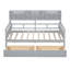 Lit de jour simple, lattes en bois massif gris, rangement de chevet et conception fonctionnelle dans un cadre soutenu, tiroirs pour tablettes-369386317-369386316