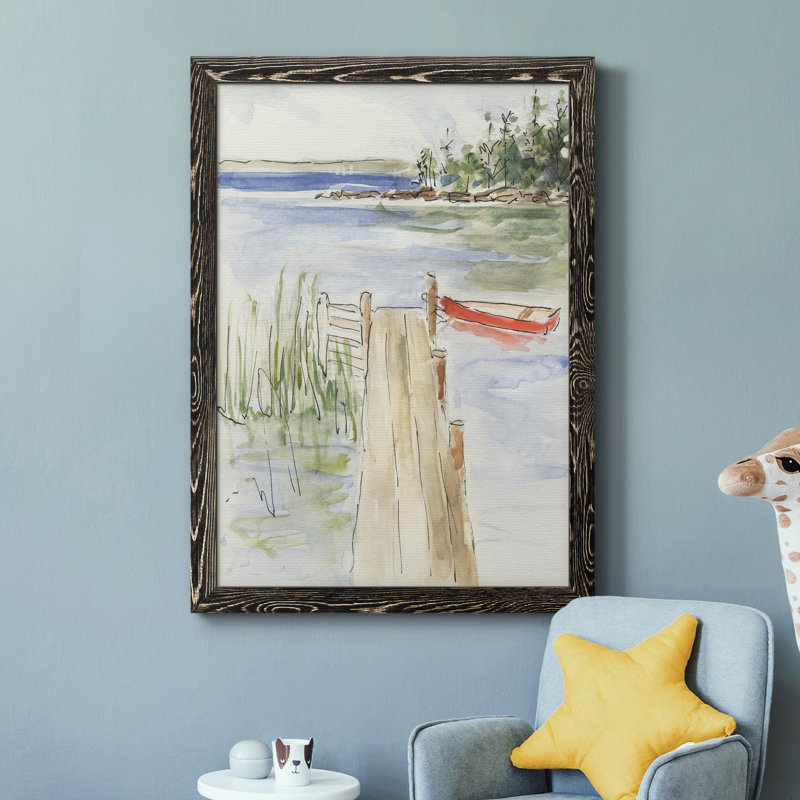 Peinture sur toile, "Sketchy Pier", Cadre noir, H 37,5 po x l 27,5 po x P 1,5 po