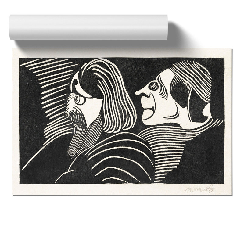 Two Male Heads by Samuel de Mesquita - Frameless Print, 21cm H x 30cm W x 0.1cm D