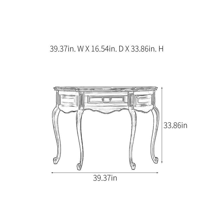 Rural Classical Solid Wood Console Table, 33.86" H x 39.37" W x 16.54" D