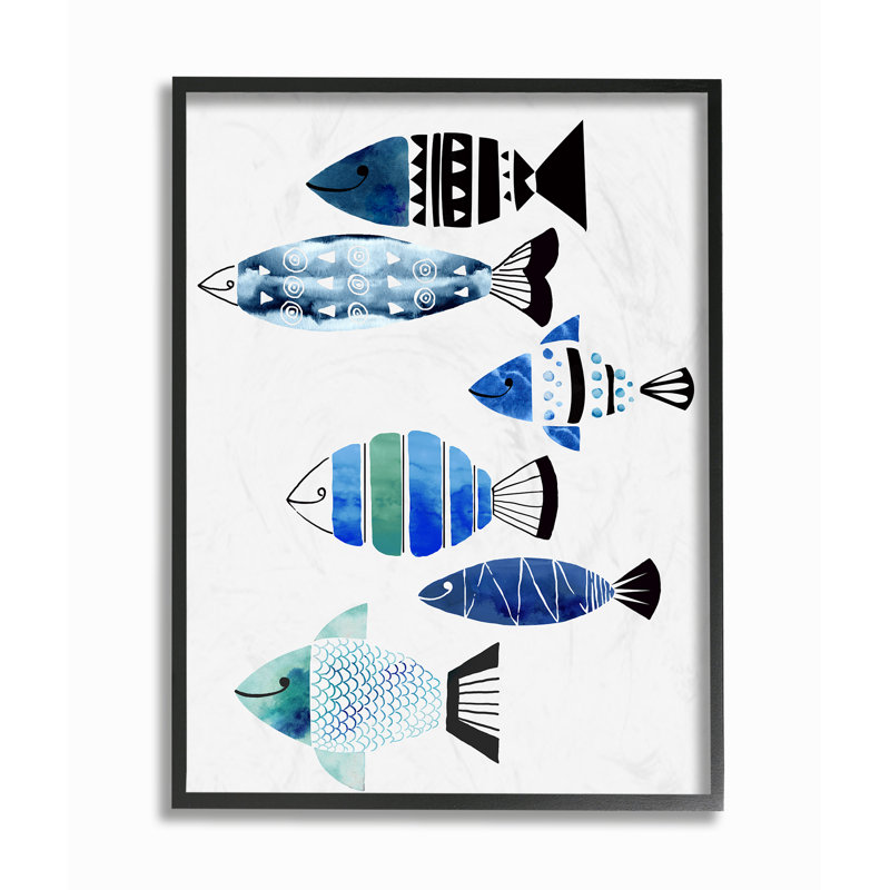 «Collage Tropical Fish», impression, H 20 po x l 16 po x P 1,5 po, Giclée encadrée noir minuit