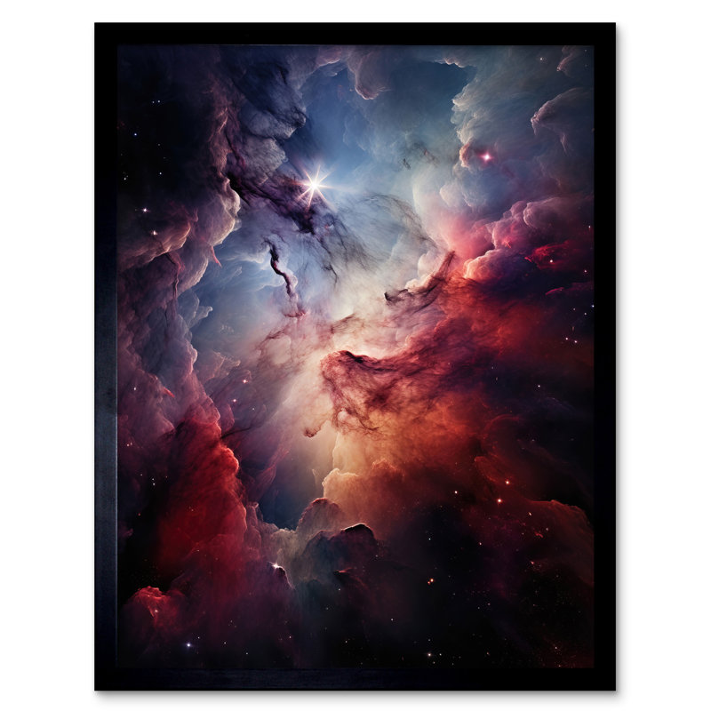 Space Nebula Image Hyperrealist Star Birth Dust Gas Clouds 1 Piece Single Picture Frame Wall Art