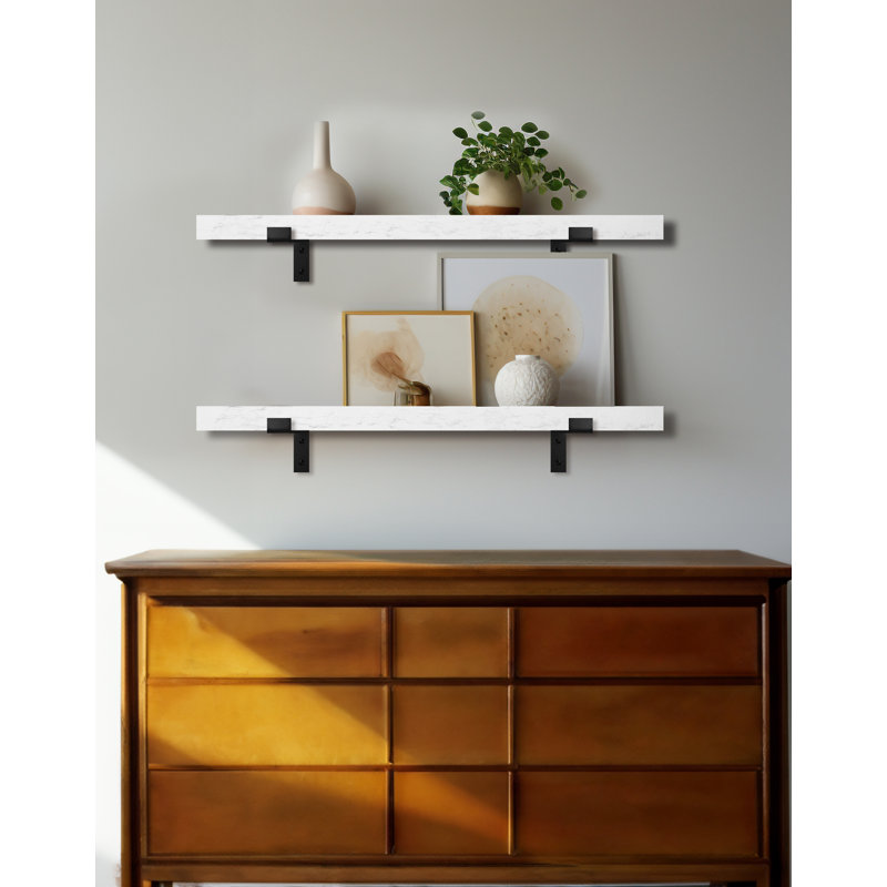 Emerald Lee 2 Piece Poplar Bracket Shelf, 2" H x 42" W x 8" D