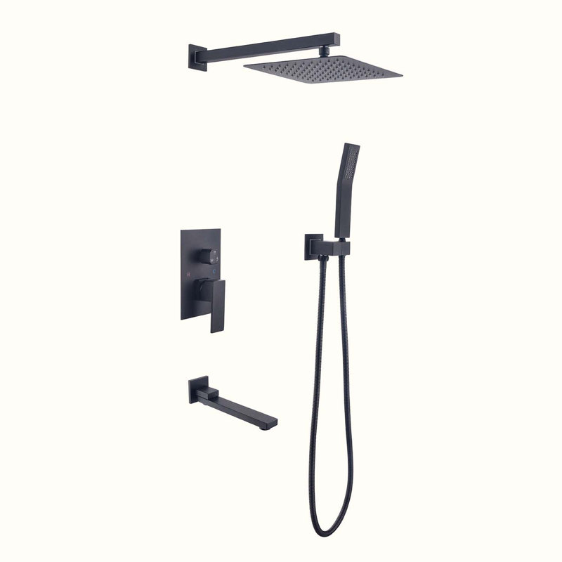 Complete Shower System with Rough in-Valve, Matte Black