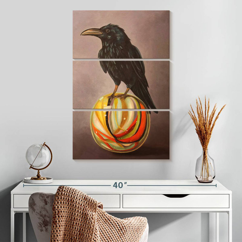 Brampt Crow On A Marble, 32" H x 20" W