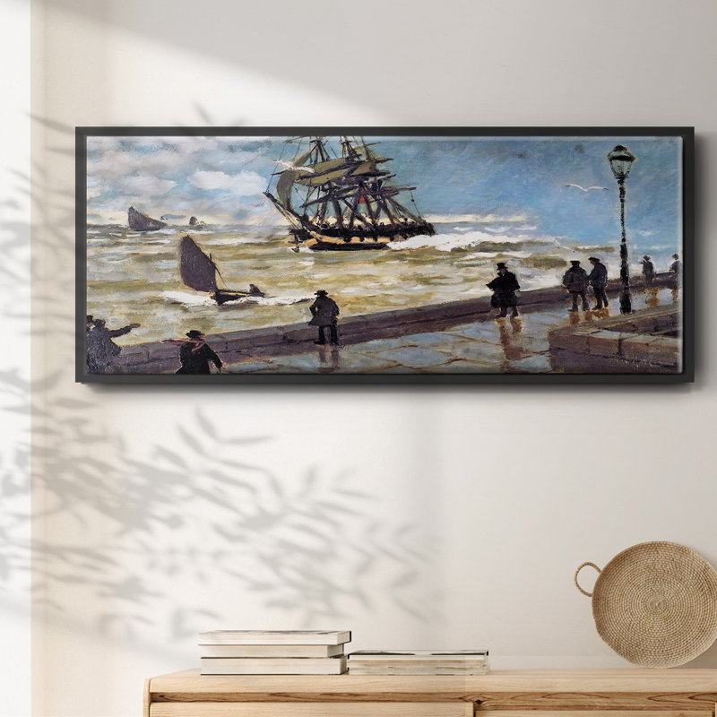 La jetée au mauvais temps au Havre, 1870 - Toile encadrée, H 20 po x l 50 po