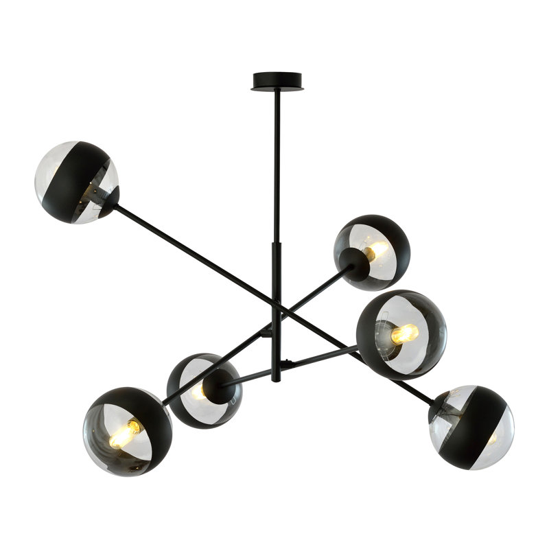 Rayle 6 - Light Sputnik Chandelier, Transparent/Black