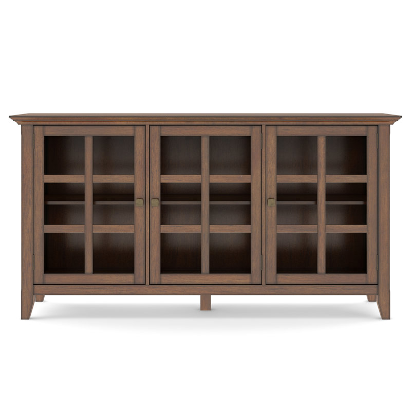 Rustic Natural Aged Brown Pine Wide Storage Cabinet