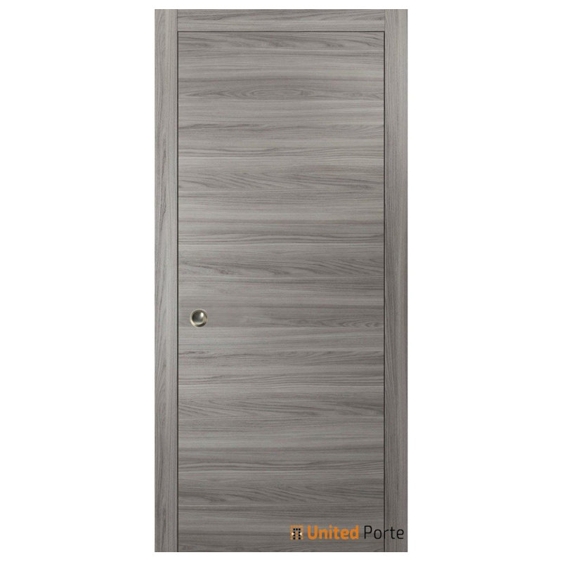 Porte coulissante avec kit de garnitures et quincaillerie Planum 0010 Ginger Ash pour chambre à coucher intérieure en bois massif - 32 po x 84 po