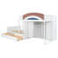 Lit superposé double pleine grandeur 136,8 x 57,6 x 63 pouces en bois d'ingénierie avec lit garde-robe simple blanc avec garde-corps rembourré et tringle de suspension intégrée