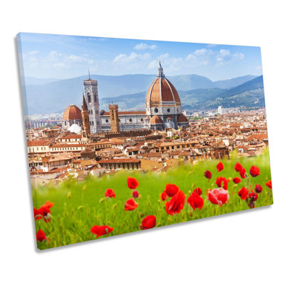Florence Italy Poppies City - Wrapped Canvas Art Prints