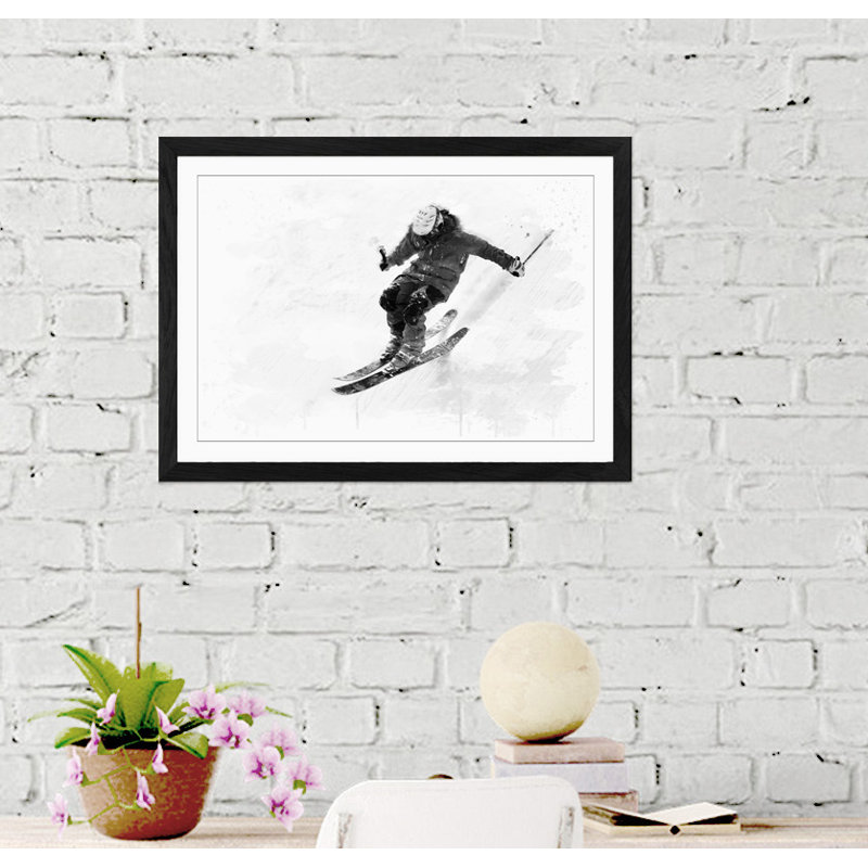Skiing - Wall Art, 35cm H x 50cm W x 3cm D, Wrapped Canvas