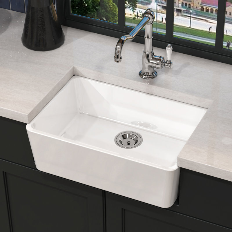 17 Stories Huggett 40.8mm W Ceramic Kitchen Sink 0