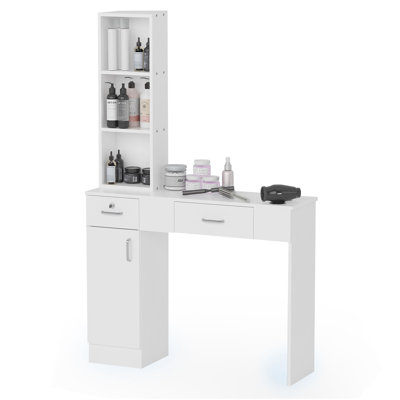Meghana Makeup Vanity Salon Stations for Hair Stylist Locking Wall Mount Barber Station, 67'' H X 11.8'' W X 40.6'' D