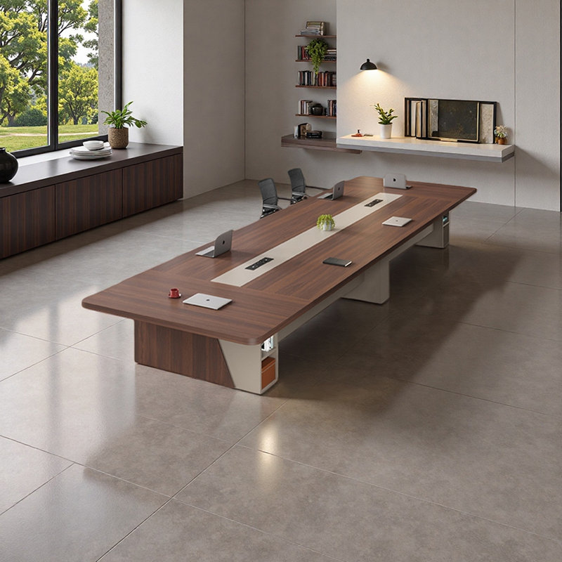 Table de conférence avec prise de courant et rangement
