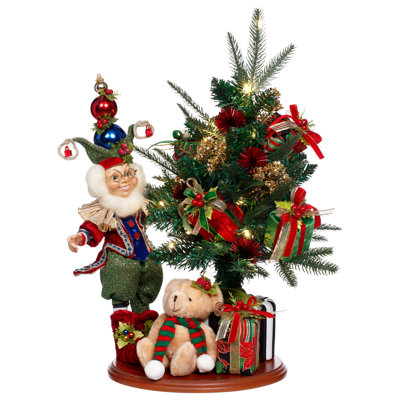 Decorating Tree Elf Scene With Lights, Small - 10 X 20 Inches