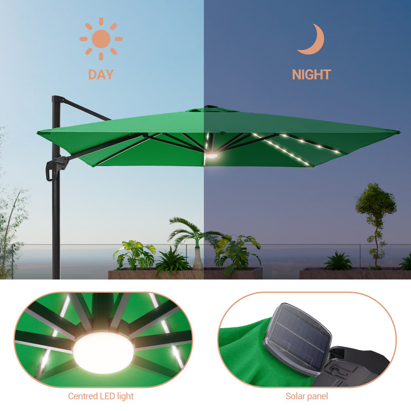 Parasol suspendu en porte-à-faux 121,7 po Serine, Vert trèfle